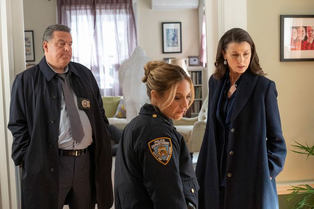 John Paul Filo/CBS/Getty From left: Steven Schirripa, Vanessa Ray and Bridget Moynahan in 'Blue Bloods.'